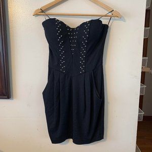 GUESS Studded Tube Strapless Cocktail New Black Dress Sz 2